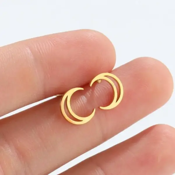 Wholesale PVD Coated 18K Gold Real Gold Plated Moon 304 Stainless Steel Fashion Waterproof Non Tarnish Ear Studs