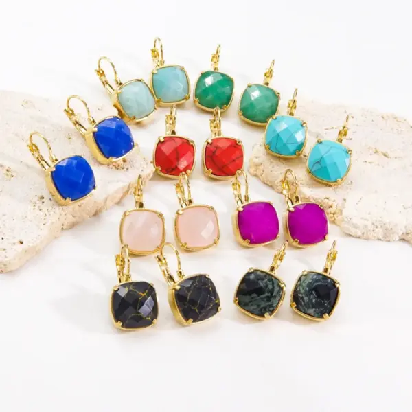 Wholesale PVD Coated 14K Gold Real Gold Plated Geometric 304 Stainless Steel Classical Simple Style Waterproof Non Tarnish Drop Earrings