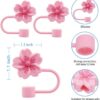 Wholesale Begonia flower silicone straw sleeve 10mm straw dustproof straw plug party decoration reusable straw cap