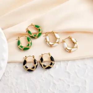 Wholesale Ion Plating (IP) 18K Gold Plated Circle 304 Stainless Steel Retro Classic Style Waterproof Non Tarnish Earrings