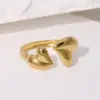 Wholesale PVD Coated Real Gold Plated 18K Gold Heart Shape 304 Stainless Steel Sweet Simple Style IG Style Waterproof Non Tarnish Open Rings