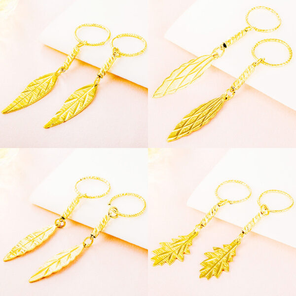 Wholesale Gold-Plated Retro Earrings for Women Long Gold Leaf Tassel Earrings Earrings Mother's Day Gift