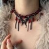 oly-34735eae9683e7f66418081787b9b3fc Wholesale Gothic Spice Girl Style Leopard Print Rivet Cross Necklace Women Sweet Cool Necklace chocker Clavicle Chain Abi Aessories