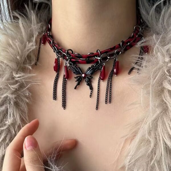 oly-34735eae9683e7f66418081787b9b3fc Wholesale Gothic Spice Girl Style Leopard Print Rivet Cross Necklace Women Sweet Cool Necklace chocker Clavicle Chain Abi Aessories