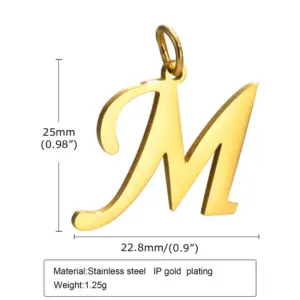 Gold (Single Pendant without Chain) / Letter M