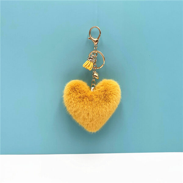 Wholesale Tassel Peach Heart Keychain Cute Bag Pendant Heart-Shaped Plush Car Key Chain Ring Pendant Creative Small Gift
