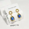 Wholesale 304 Stainless Steel Oval Electroplating Golden Plated Elegant Commute Waterproof Non Tarnish Gold Drop Earrings