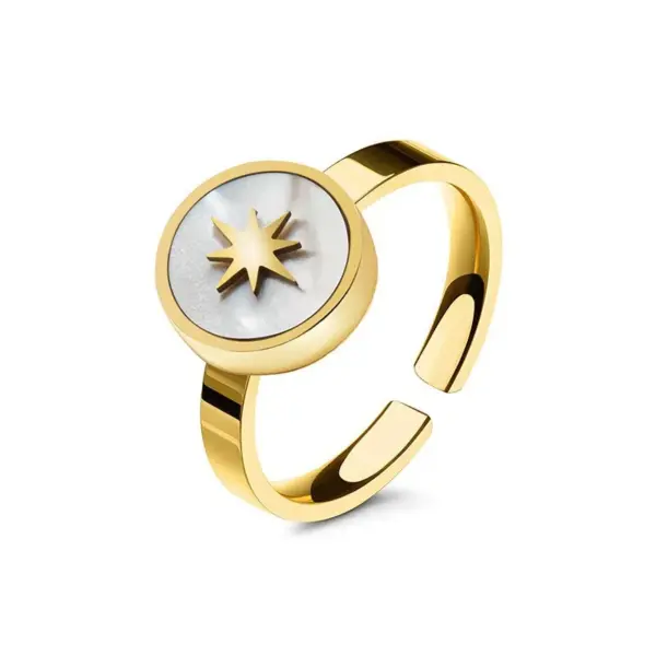 PVD Coated 14K Gold Real Gold Plated Geometric 304 Stainless Steel Fashion Waterproof Non Tarnish Open Ring
