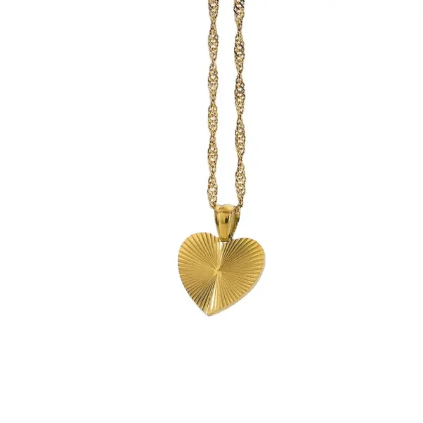 Wholesale PVD Coated Real Gold Plated Heart 304 Stainless Steel Titanium Steel Simple Style Waterproof Non Tarnish Pendant Necklace