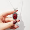 Wholesale Cross-border Hot Sale Brand New Retro Red Quartz Crystal Necklace Silver Plated Fashion Jewelry Pendant Necklace