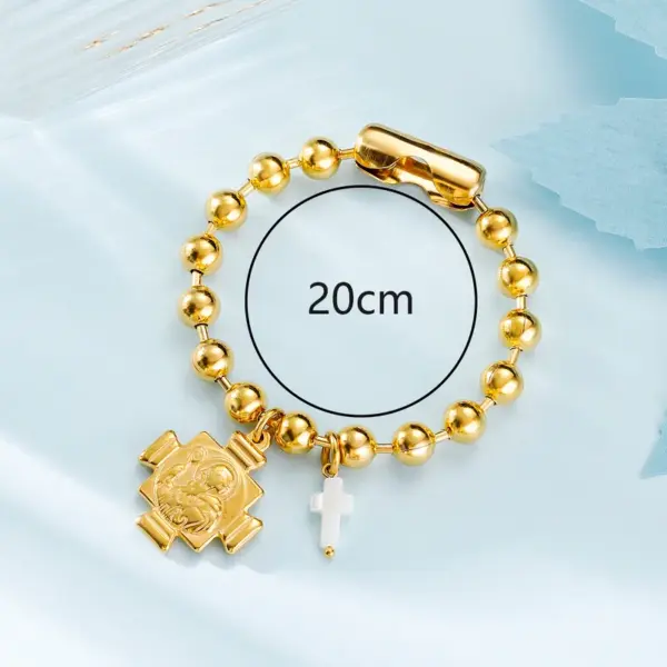 Wholesale PVD Coated Real Gold Plated 24K 18K Gold Portrait Cross 304 Stainless Steel Retro Simple Style Waterproof Non Tarnish 304 Stainless Steel Bracelets