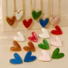 Wholesale 316 Stainless Steel Heart Shape PVD Coated Stone-Free Real Gold Plated Simple Style Classic Style Waterproof Non Tarnish White Pink Red Earrings Necklace