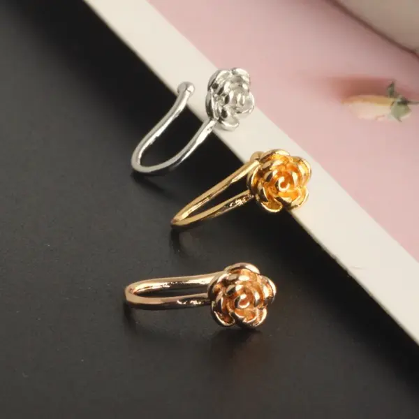 Wholesale Simple Style Heart Shape Stainless Steel Inlay Zircon Nose Ring 1 Piece Nose Pin