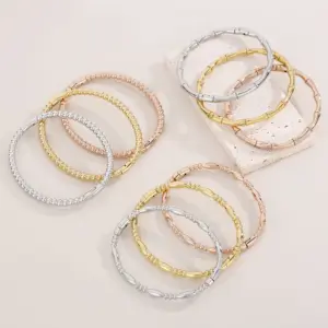 Wholesale 304 Stainless Steel Bamboo PVD Coated 18K Real Gold Plated IG Style Commute Waterproof Non Tarnish Plating Bangle