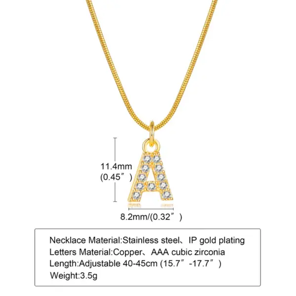 Wholesale INS Style Simple Style Letter Copper Plating Inlay 18K Gold Plated Zircon Necklace Pendant