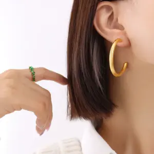 Wholesale PVD Coated Real Gold Plated 18K Gold Printing 304 Stainless Steel Fashion Waterproof Non Tarnish Earrings