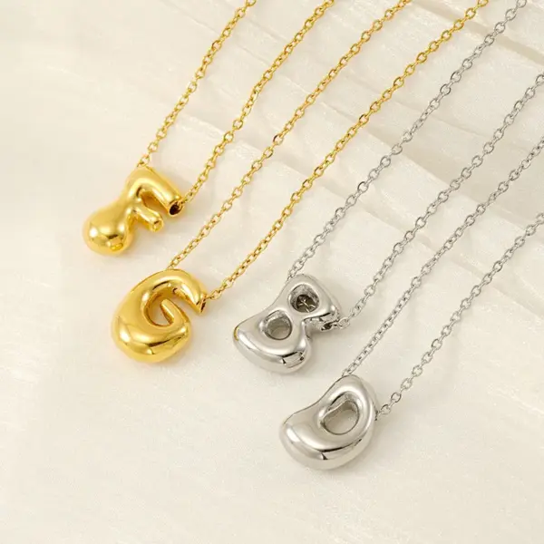 Ion Plating (IP) 18K Gold Plated Letter 304 Stainless Steel Basic Classic Style Waterproof Non Tarnish 304 Stainless Steel Pendant Necklace