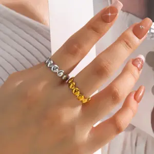 Wholesale Ion Plating (IP) 18K Gold Plated Round 304 Stainless Steel IG Style Waterproof Non Tarnish Open Rings