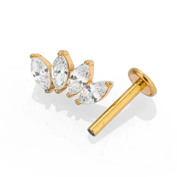 1 Piece Lip Rings Casual Simple Style Classic Style Leaves Crown 316L Stainless Steel Waterproof Non Tarnish Surgical Steel Zircon Ion Plating (IP) 18K Gold Plated Lip Rings Ear Cartilage Rings & Studs Nose Rings & Studs