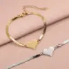 Stainless Steel Fashion Simple Heart Blade Chain Bracelet Women's Versatile Peach Heart Snake Bone Chain Hand Aessory