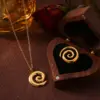 PVD Coated Real Gold Plated 18K Gold Spiral 304 Stainless Steel Simple Style Classic Style Waterproof Non Tarnish Rings Necklace