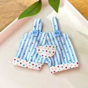 Blue striped polka dot overalls
