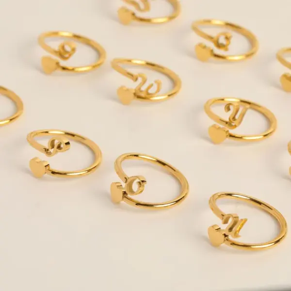 Wholesale Jewelry Fashion Letter 304 Stainless Steel Gold Plated Plating Stainless Steel Rings