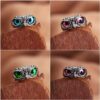 Wholesale Devil's Eye Owl Ring Retro Creative Exaggerated Animal Couple Opening Adjustable Ring Cross-Border
