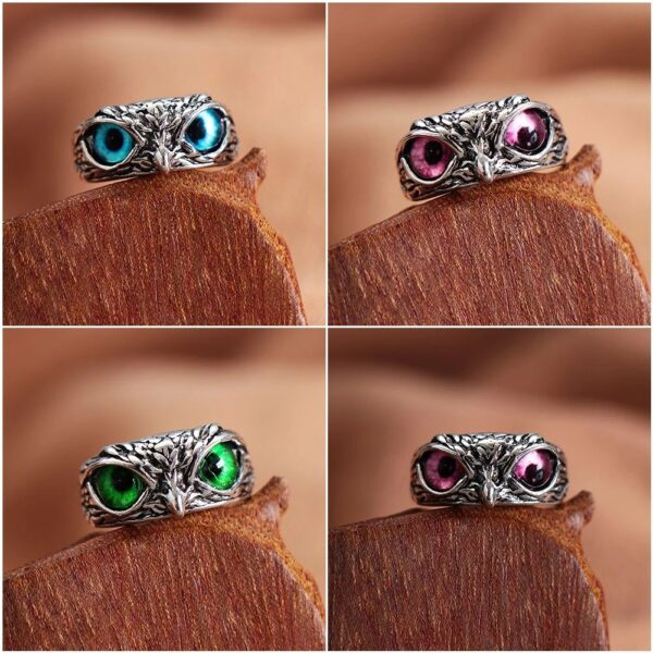 Wholesale Devil's Eye Owl Ring Retro Creative Exaggerated Animal Couple Opening Adjustable Ring Cross-Border