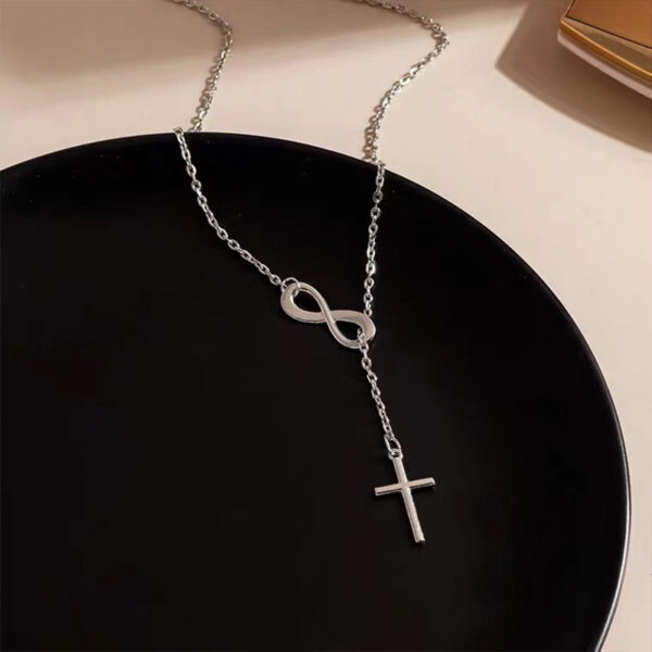 Wholesale Cross-border New Products European and American Street Photography High-grade Cross Necklace Infinite Large Shape Girl's Stainless Steel Necklace