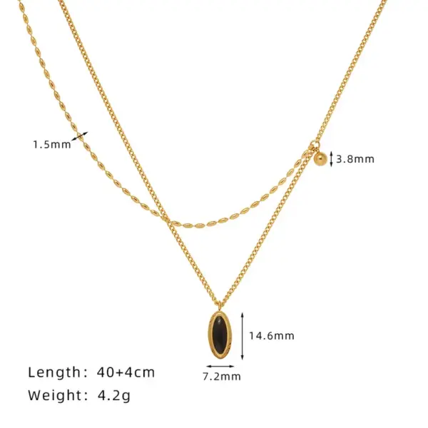 Wholesale PVD Coated Real Gold Plated 18K Gold Oval 304 Stainless Steel IG Style Simple Style Waterproof Non Tarnish 304 Stainless Steel Necklace