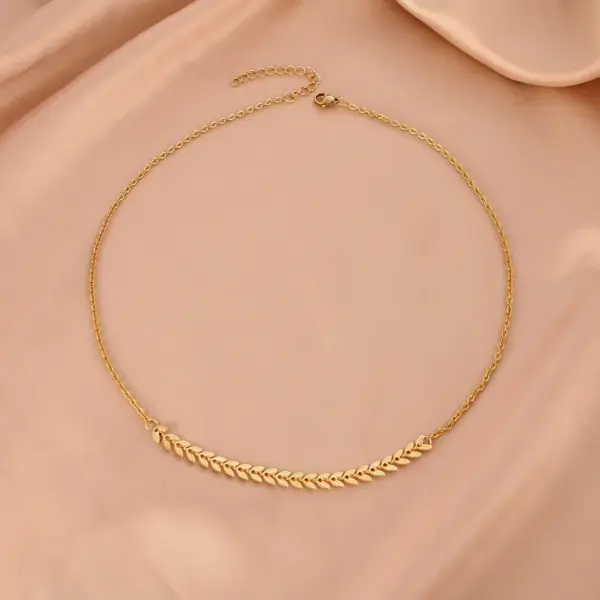 Wholesale Simple Style Leaf Stainless Steel Titanium Steel Plating Necklace 1 Piece