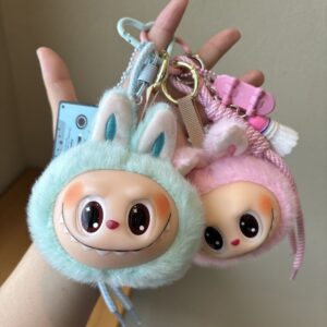 Plush lab cloth pendant [pink + blue]