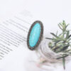 Wholesale New Simple Fashion Horse Eye Diamond Court Crown Pattern Turquoise Ring Turquoise Ring