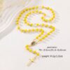 Wholesale beaded jewelry yellow crystal beads cross rosary necklace
