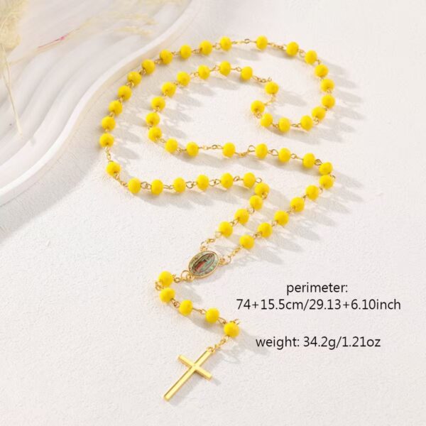 Wholesale beaded jewelry yellow crystal beads cross rosary necklace