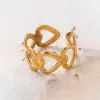 Wholesale PVD Coated Heart Shape 304 Stainless Steel Simple Style Waterproof Non Tarnish Rings Earrings Necklace