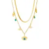 PVD Coated 18K Gold Plated Eye Stainless Steel Vintage Style Waterproof Non Tarnish 304 Stainless Steel Layered Necklaces