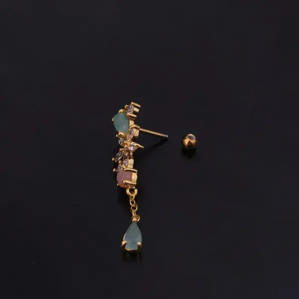 316L Stainless Steel Copper Zircon Ear Cartilage Rings & Studs Flower Waterproof Non Tarnish Surgical Steel Women'S