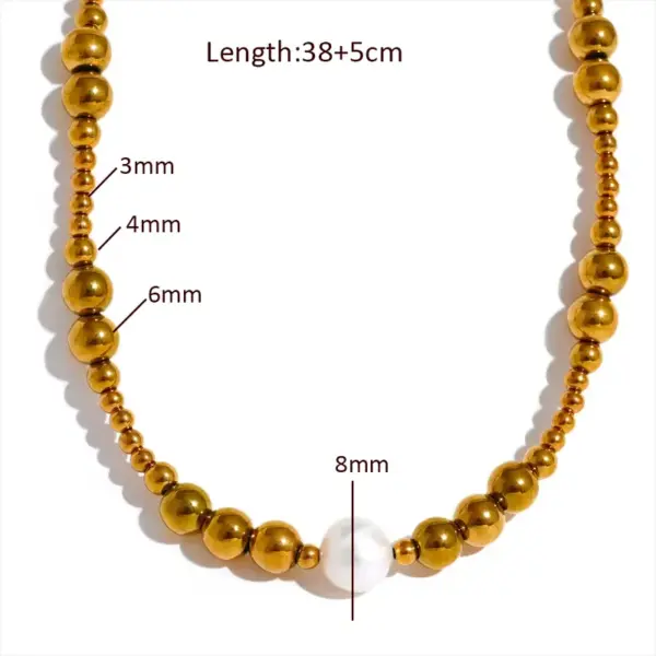 Wholesale Ion Plating (IP) Round 302 Stainless Steel 304 Stainless Steel Imitation Pearl Casual Elegant Simple Style Waterproof Non Tarnish 302 Stainless Steel Necklace