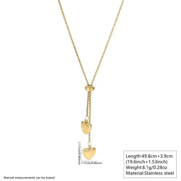 Ion Plating (IP) 18K Gold Plated Heart Shape 304 Stainless Steel Fairy Style Cute Sweet Waterproof Non Tarnish Jewelry Set