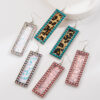 Wholesale European and American Cross-Border Western Style Diamond-Encrusted Pink Turquoise Sequin Leopard Print Leather Earrings New Retro Elegant Earrings for Women