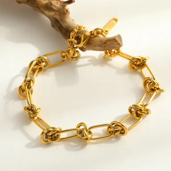 Wholesale Luxurious Artistic 18K Gold Plated Stainless Steel Geometric Irregular Bracelet Elegant Casual Fashion For Women Lobster Clasp