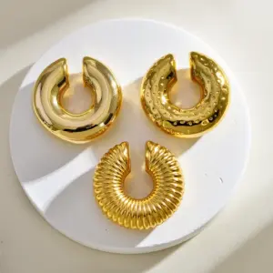 Wholesale 1 Pair Vintage Style Solid Color Plating Stainless Steel Ear Cuffs