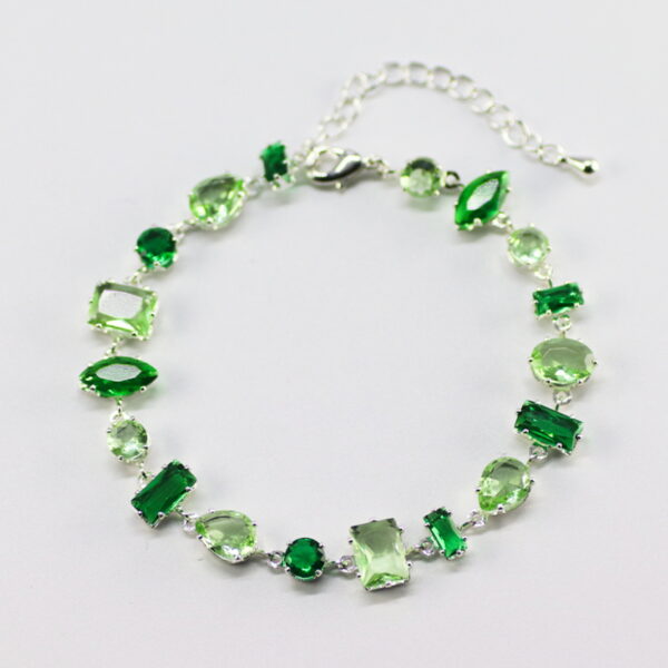 Wholesale Shijia's New Oval Zircon Bracelet for Women, Emerald Streamer Crystal Candy Bracelet, Light Luxury and High-End Feel