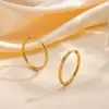 Wholesale PVD Coated Real Gold Plated Solid Color 304 Stainless Steel Simple Style Waterproof Non Tarnish Hoop Earrings