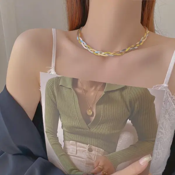 Wholesale Fashion Simple Style Geometric Titanium Steel Plating Braid Necklace