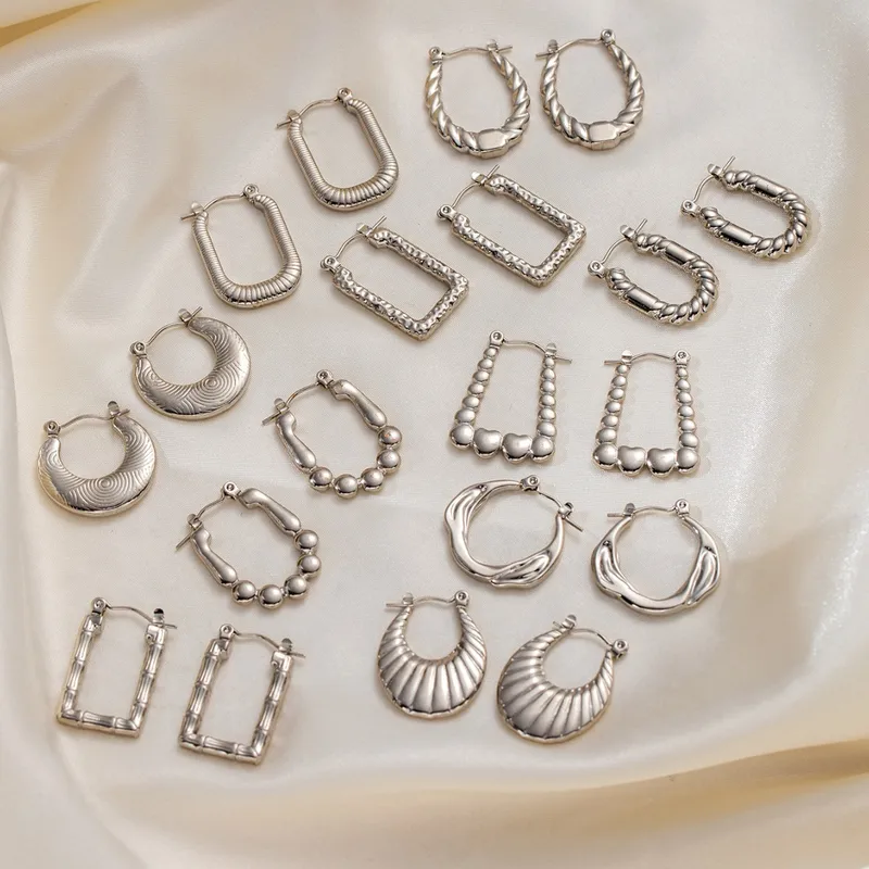 Wholesale 1 Pair Simple Style Geometric Titanium Steel Earrings
