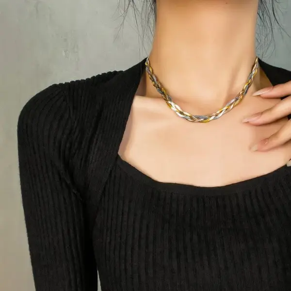 Wholesale Punk Cool Style Solid Color Titanium Steel Necklace