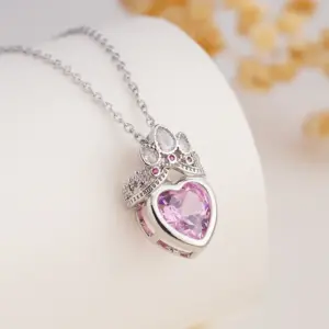 Crown Heart Pink Steel 1486